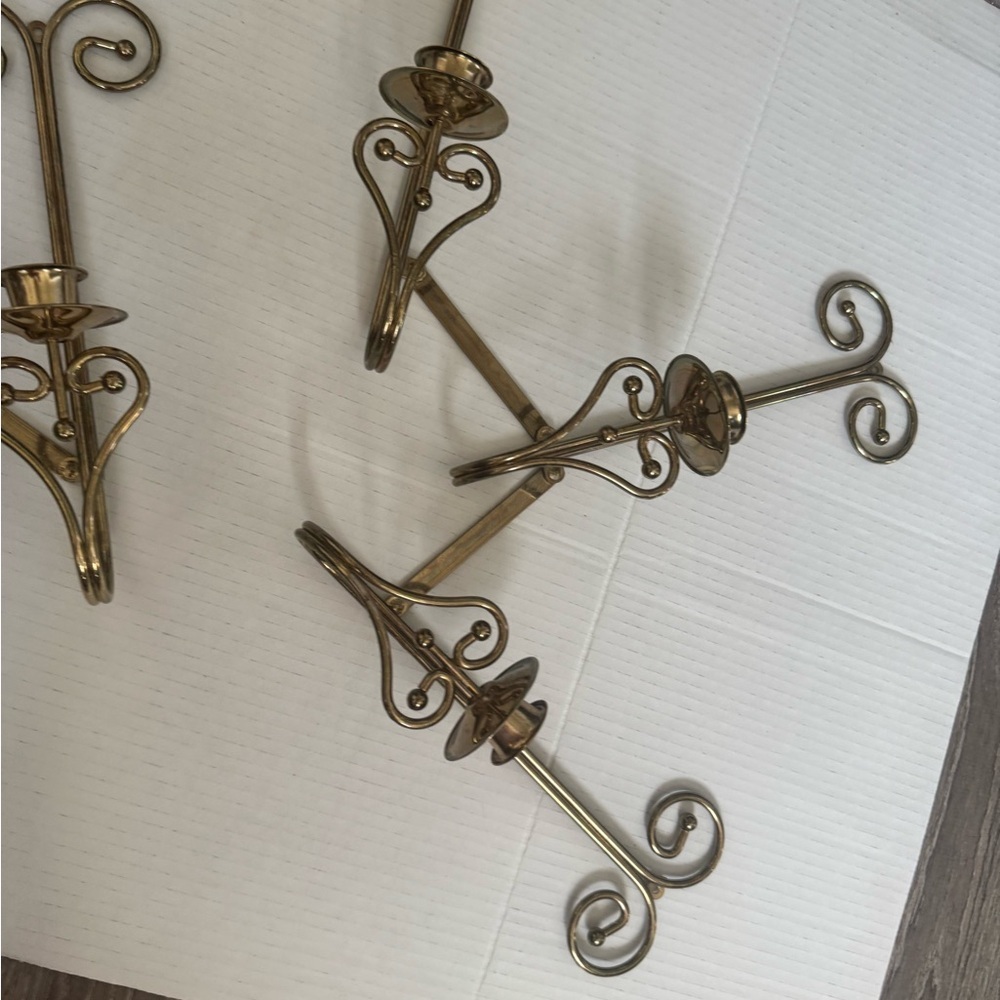 Vintage Homco Triple Sconces Gold Wall - Picture 3 of 6